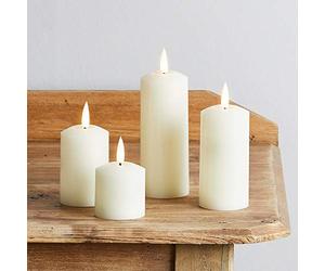 Lights4fun TruGlow® Conjunto de 4 Velas Sin Llama a LED Blanco Cálido a Pilas en Cera Real de Marfil con Temporizador Decoración para Interiores