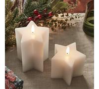 Lights4fun TruGlow® Juego de 2 velas LED en forma de estrella, sin llama, con temporizador, para uso en interiores