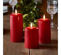 Lights4fun TruGlow® - Juego de 3 velas LED rojas con mando a distancia, con función de temporizador, llama parpadeante, CA19003RC