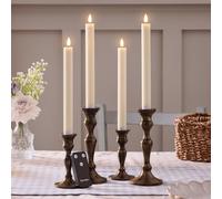 Lights4fun TruGlow® Juego de 4 Velas LED Recargables Sin Llama con Luz LED Blanca Cálida en Cera Real con Temporizador y Control Remoto Decoración para Interiores