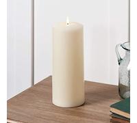 Lights4fun TruGlow® Vela Grande Pilar LED sin Llama a Pilas en Cera Marfil con Mecha y Llama Parpadeante