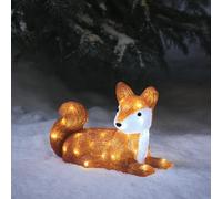 Lights4fun Zorro Luminoso con 40 LED Blanco a Pilas y Temporizador Figura di Navidad en Acrílico de 32 cm Decoración Navideña Exterior