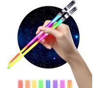 LIGHTSABER - Palillos con luz LED brillante de Star Wars, reutilizables, sables de encendido para sushi, 8 modos de color, 1 par