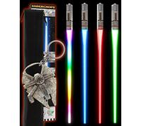 Lightsable Palillos iluminados Star Wars LED reutilizables 9 colores 2 pares gratis Millennium Falcon llavero abrebotellas