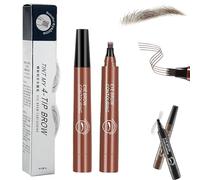 Lightsbetter Waterproof Eyebrow Pen, Lightbetter Eyebrow, Lightsbetter Microblading Eyebrow Pencil, 4 Tipped Precise Brow Pen, 3D Waterproof Microblading Eyebrow Pen (Red Brown)