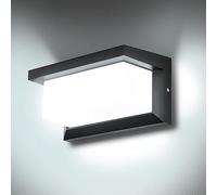 Lightsjoy 18W Lámpara de Pared Exterior Impermeable IP66 Negro LED, Aplique Moderno para Jardines Pasillo Terraza, 1800Lumen-Blanco Frío 6000K