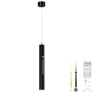 Lightsjoy Lampara Colgante Techo Con Batería, Lampara Techo Recargable 5000mAh, Regulable 3000-6000K, Lampara Colgante Con Sensor Y Temporizador Para Dormitorio, Salón, isla cocina Negro 30cm