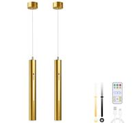 Lightsjoy Lamparas Colgantes De Techo Recargable 5000mAh, 2 Lampara Techo Con Batería, Regulable 3000-6000K, Lampara Colgante Con Sensor Y Temporizador Para Dormitorio, Salón, Comedor Oro 30cm