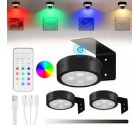 Lightsjoy Luz LED Recargable USB, Luces Para Cuadros Con Mando, Temporizador, Magnetismo, 3 pcs Aplique Paréd Interior Sin Cable, LED Colores Luz Brillo Ajustable para Pinturas, Marco de Fotos(Negro)