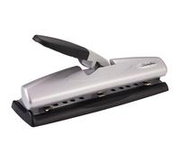 LightTouch Desktop Three-Hole Punch, 9/32" Holes, Black/Silver