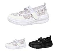 Lightweight Breathable Lace Up Sneakers For Summer Soft Sole Mesh Trainers Casual Everyday Shoes For (White 39)