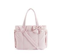 Lightweight Crush Bow Tote Bag For Women, Crush Bow Tote Bag, Stylish Handbag for Work, Travel, Beach, Shopping (Pink)