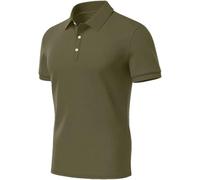 Lightweight Mens Business Casual Polo Shirt Summer Breathable Solid Color Golf T-Shirt(Green,L)