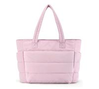 Lightweight Puffy Tote Bag, Lightweight Fluffy Handbag with Compartments, Lightweight Travel Tote Bag, for Women For Daily Work Travel (Pink)