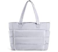 Lightweight Puffy Tote Bag, Lightweight Fluffy Handbag with Compartments, Lightweight Travel Tote Bag, for Women For Daily Work Travel (Light Grey)