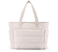 Lightweight Puffy Tote Bag, Lightweight Fluffy Handbag with Compartments, Lightweight Travel Tote Bag, for Women For Daily Work Travel (Beige)