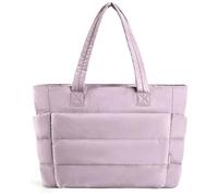 Lightweight Puffy Tote Bag, Lightweight Fluffy Handbag with Compartments, Lightweight Travel Tote Bag, for Women For Daily Work Travel (Light Purple)