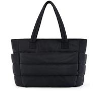 Lightweight Puffy Tote Bag, Lightweight Fluffy Handbag with Compartments, Lightweight Travel Tote Bag, for Women For Daily Work Travel (Black)