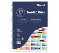 Lightwish Bloc de dibujo de acuarela, 12 hojas desmontables, 100% algodón, 72 espacios, 39 cm x 27 cm, Watercolor Swatch Book, 300 g/m2/140 lb Hot Press para tiza pastel al óleo, acuarela, gouache