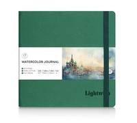 Lightwish Diario cuadrado de acuarela, 100% algodón, prensa en caliente, cuaderno de bocetos de papel de acuarela de 7.4 x 7.4 pulgadas, 20 hojas (140 libras/300 g/m²), sin ácidos para acuarelas,