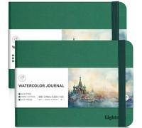 Lightwish Diario de acuarela, paquete de 2 hojas de 40 hojas 100% algodón, papel de acuarela de prensa en caliente, cuaderno de bocetos de 4.9 x 3.6 pulgadas, 140 libras/300 g/m², sin ácidos para
