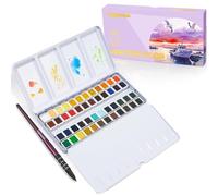 LIGHTWISH Juego de 48 Colores Premium de Acuarela, Vibrantes y Únicos, Estuche Portátil con Cápsulas Extraíbles y Paleta de Mezcla, Ideal para Artistas y Amantes de la Pintura