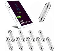 LIGHTWORLD24 - 10x Bombillas C5W 12V 5W SV8.5 39mm | Luz blanca de matrícula, interior, maletero y guantera | Repuesto para coche