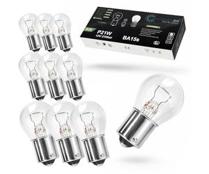 LIGHTWORLD24 10x Bombillas P21W BA15s 12V 21W - Lámparas para coche S25 - Luz de freno, antiniebla trasera, marcha atrás y luz diurna