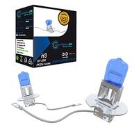 LIGHTWORLD24 Bombillas halógenas H3 para coche | 12V | 6000K Blanco frío | Efecto xenón Ultra White | Luz de cruce, faros antiniebla, luz larga y luz de curva | Casquillo PK22s | Pack de 2 unidades