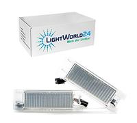 LIGHTWORLD24 Luzes de Matrícula LED de Repuesto para Opel Zafira B, Vectra C, Corsa D, Insignia, Astra J, Astra H, Adam, Cascada, Meriva A/B, Tigra Twin Top, Juego de 2 Luces de Matrícula LED Xenon