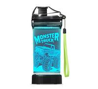 Lightzz Botella de agua para niños con luz LED 3D Monster Truck ilusión, Tritan de 14 onzas, libre de BPA, regalo creativo ideal para escuela, niños, vacaciones, picnic, camping