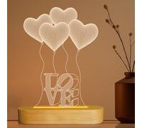 Lightzz I Love You Gifts - Luz nocturna con ilusión 3D, romántica luz nocturna para dormitorio, colores cálidos, de madera, hecho a mano, regalo de cumpleaños para niños, niñas, amigos, padres