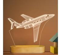 Lightzz Lámpara de ilusión 3D con luz nocturna de avión, lámpara de mesa de madera de colores suaves y cálidos para niños Regalos de piloto con alimentación USB (Vendedor exclusivo