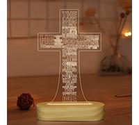 Lightzz Lámparas de mesa de escritorio con luz nocturna 3D de Jesus Cross, iluminación de madera LED de colores cálidos para regalos de vacaciones