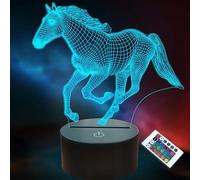 Lightzz Regalos de caballo para niños y niñas, lámpara 3D con ilusión LED luz nocturna con mando a distancia, 16 colores cambiantes (caballo)
