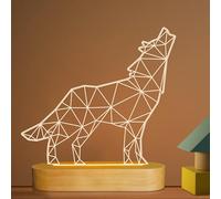 Lightzz Regalos de lobos, ilusión óptica 3D Lámpara de lobo Animal Luz de noche LED para niños Niños Hombres Decoración de dormitorio, Alimentación USB Lámparas de mesa de color blanco cálido