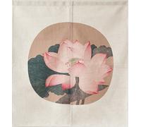 LIGICKY Cortina de Estilo japonés Noren para Puerta de Entrada, de algodón, Lino, para decoración del hogar, 85 x 90 cm, diseño Vintage de Flor de Loto