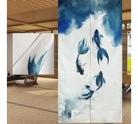 LIGICKY Cortina de puerta japonesa Noren estilo chino de tinta gruesa con estampado de peces koi, tratamiento de ventana asiático para puerta colgante, decoración del hogar, 85x180 cm (doble cara)