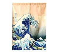 LIGICKY Cortina de Puerta noren Japonesa Ukiyoe Hokusai The Great Wave Off Kanagawa Tapiz para decoración del hogar 85 × 120 cm