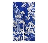 LIGICKY Cortina japonesa Noren para puerta de lino y algodón grueso, tipo largo, estampada, para decoración del hogar, 85 x 150 cm, azul (crisantemo)