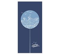 LIGICKY Noren - Cortina de puerta de estilo japonés con estampado de pájaros de algodón y lino, para decoración del hogar, 85 x 180 cm, color azul marino