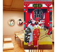 LIGICKY Noren - Cortina de puerta de estilo japonés con geisha para niñas en kimonos, tipo largo, para decoración del hogar, 33.5 x 59 pulgadas