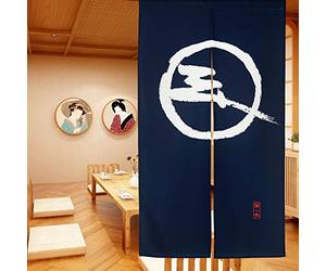 LIGICKY Noren Cortina Japonesa Larga tapicería Ventana Cortinas Panel Tapiz decoración Azul (85×150cm, Modelo Tradicional Sencillo)