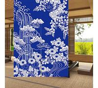LIGICKY Noren - Cortinas de Puerta Estilo japonés de Lino de algodón Grueso Estampado Largo para Colgar en la Puerta, tapices para decoración del hogar, 85 x 120 cm, Color Azul (crisantemo)