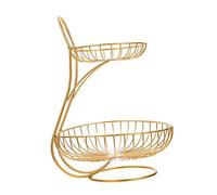 LIGIGWASH 1 pieza de Hierro Doble Capa Canasta Decorativa de Cocina Moderna y Práctica Soporte para Frutas Elegante para Eventos y Hogar