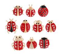 LIGIGWASH 10 broches de mariquita, bonitos broches de animales, alfileres de ramillete de escarabajo, joyería vintage de insectos para ropa, bufandas y bolsos de mujer.