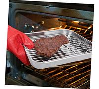 LIGIGWASH 2 Piezas Bandeja de Horno Rectangular Inoxidable con Rejilla Extraíble para Drenar Aceite y Enfriar Juego de para Lavavajillas y Uso Diario