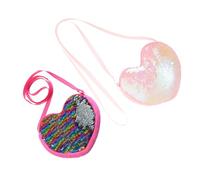LIGIGWASH 2 Piezas Bolso Bandolera para Niña con Lentejuelas Forma de Corazón Diseño Brillante Bolso Pequeño con Correa para Monedas y Regalos Infantiles