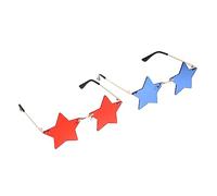 LIGIGWASH 2 piezas Gafas de Sol sin Forma de Accesorios Patrióticos para Fiestas Ligeras y Cómodas para Celebraciones Julio Lentes Rojo y Azul