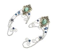 LIGIGWASH 2 Piezas Pendientes de con Cristales Verdes Diseño Artesanal Envoltura para Oreja sin Perforación Elegantes Pendientes de Duende para Mujer Bodas y Fiestas